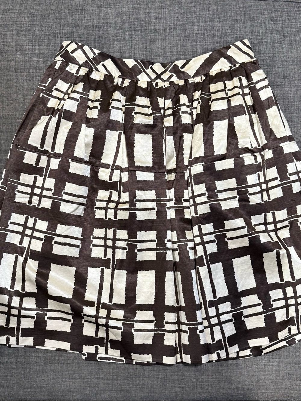 Anthropologie MAEVE Brown and Cream Silk Blend Skirt